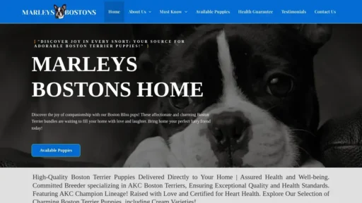 A screenshot of Marleysbostons.com