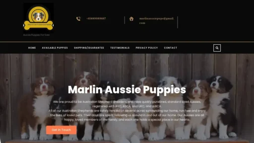 A screenshot of Marlinaustralianshepherds.com