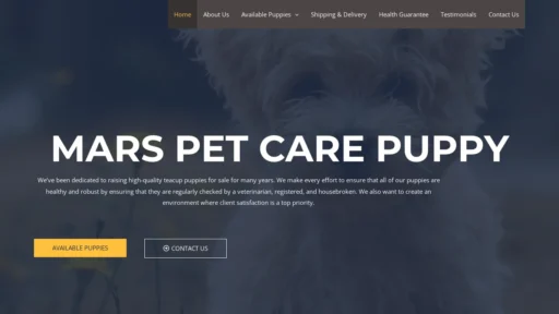 A screenshot of Marspetcareus.org