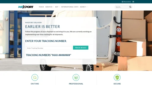 A screenshot of Maxportdelivery.com