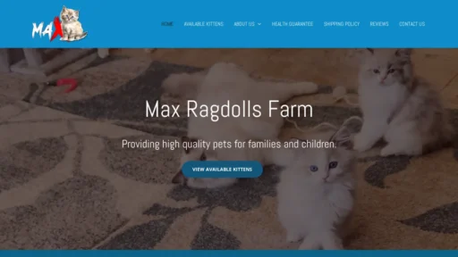 A screenshot of Maxragdollsfarm.com