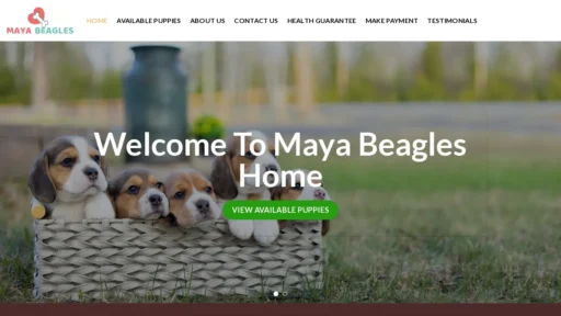 A screenshot of Mayabeagleshome.com