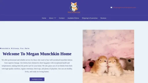 A screenshot of Meganmunchkinhome.com