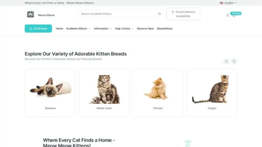 A screenshot of Meowmeowkittens.com