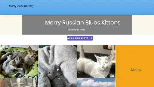 A screenshot of Merry-blues-cattery.com