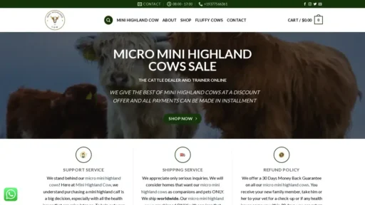 A screenshot of Microminihighlandcow.com