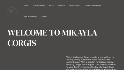 A screenshot of Mikaylacorgis.com