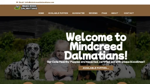 A screenshot of Mindcreeddalmatians.com