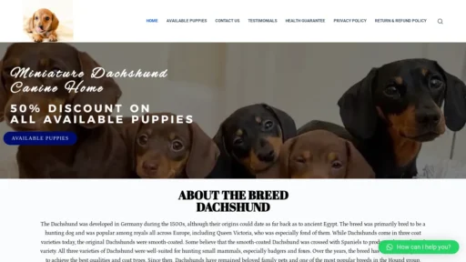 A screenshot of Minidachshundcanine.com