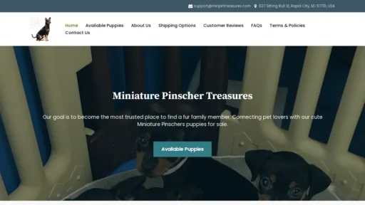 A screenshot of Minpintreasures.com
