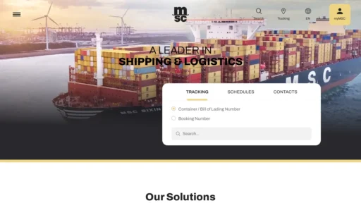 A screenshot of Msccargoshippingline.com