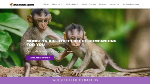A screenshot of Myexoticprimateshome.com