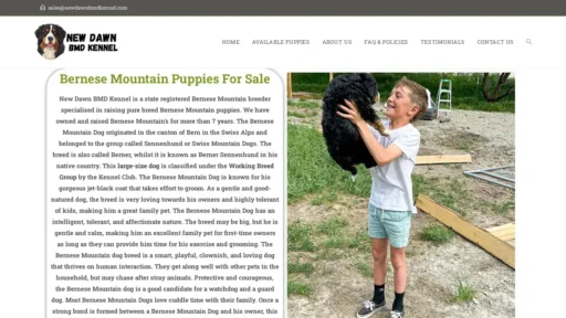 A screenshot of Newdawnbmdkennel.com