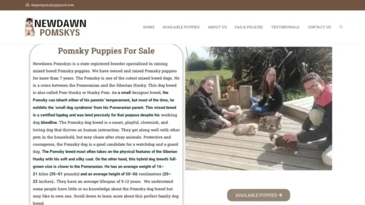 A screenshot of Newdawnpomskys.com
