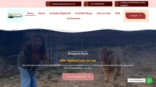A screenshot of Newparksfarms.co.uk