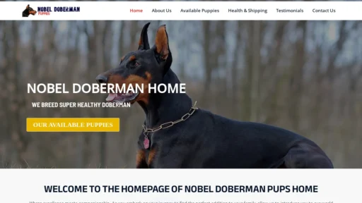 A screenshot of Nobeldobermanpupsforsale.com