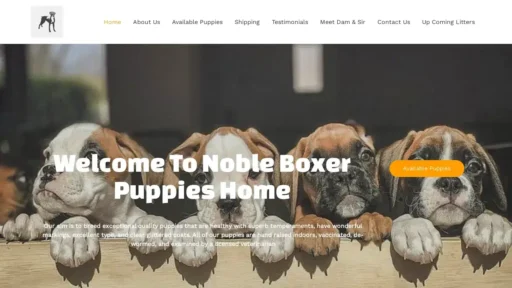 A screenshot of Nobleboxerpuppies.com