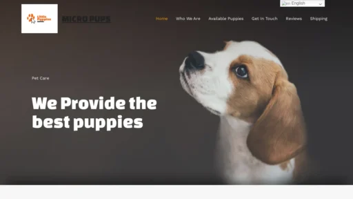 A screenshot of Ozionepups.com
