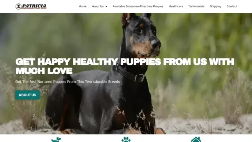A screenshot of Patriciadobermanpuppieshome.com