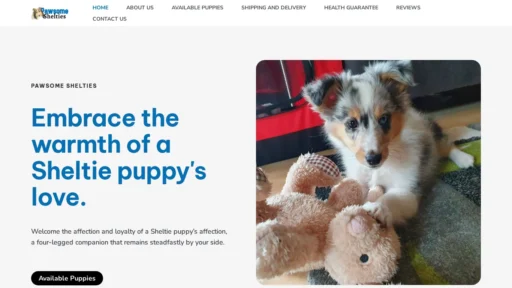 A screenshot of Pawsomeshelties.com