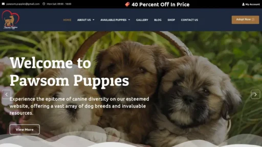 A screenshot of Pawsompuppies.com