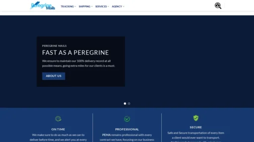 A screenshot of Peregrinemails.com