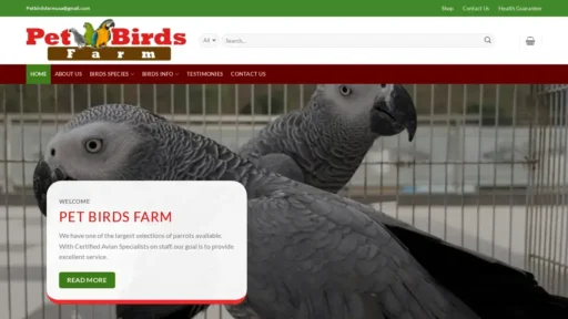 A screenshot of Petbirdsfarm.com