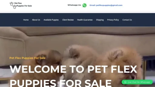 A screenshot of Petflexpuppies.com