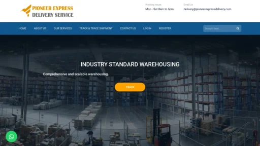 A screenshot of Pioneerexpressdelivery.com