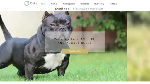 A screenshot of Planetbullypuppies.com