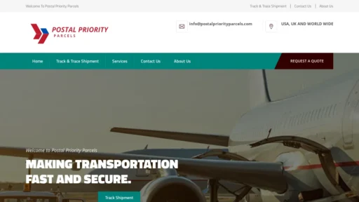 A screenshot of Postalpriorityparcels.com