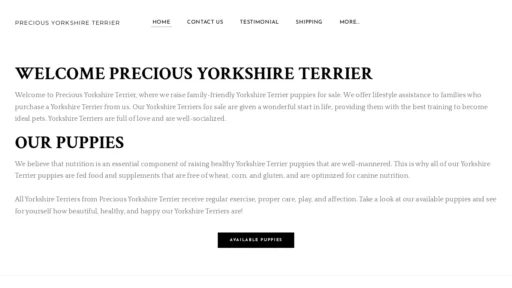 A screenshot of Preciousyorkshireterrier.com