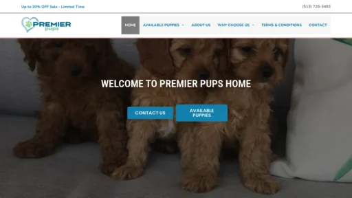 A screenshot of Premierpupps.com