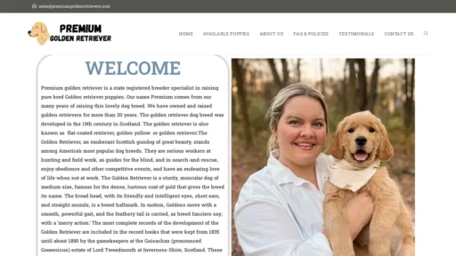 A screenshot of Premiumgoldenretrievers.com