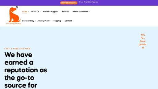 A screenshot of Primeaussiecaninehome.com