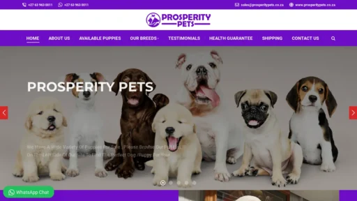 A screenshot of Prosperitypets.co.za