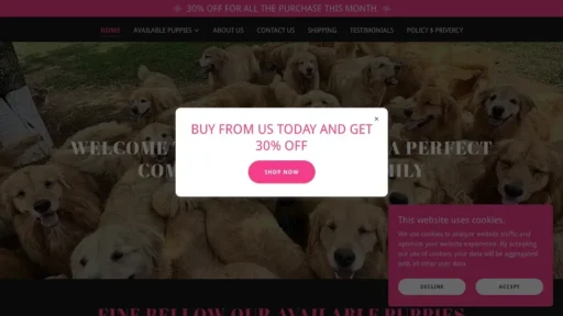 A screenshot of Puppyrose.com