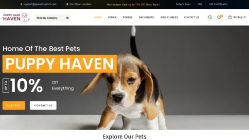 A screenshot of Puppysafehaven.com