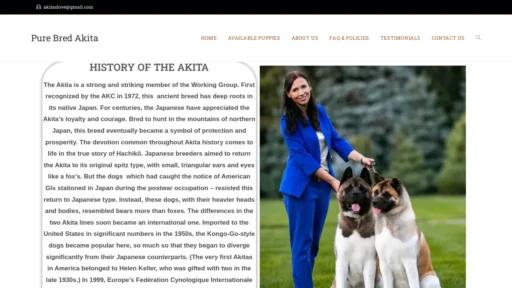 A screenshot of Purebredakitaslove.com