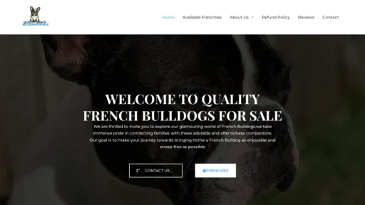A screenshot of Qualityfrenchbulldogsforsale.com