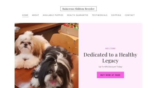 A screenshot of Raincrossshihtzubreeder.com