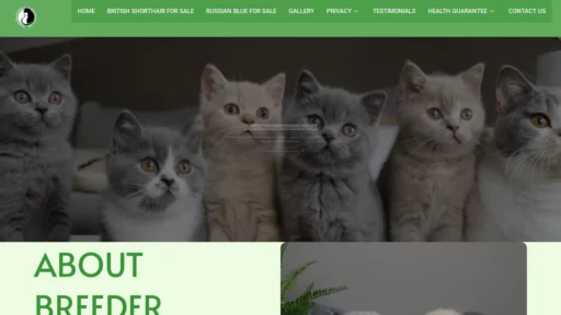 A screenshot of Rcatteryrussianblueandbritishshorthair.com