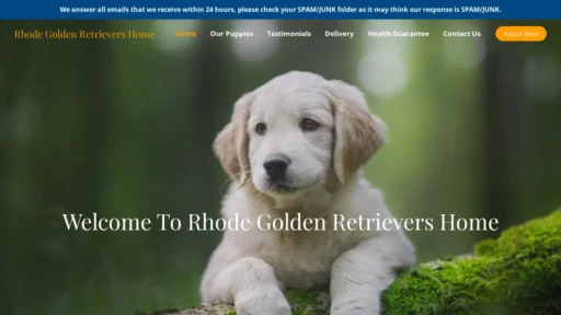 A screenshot of Rhodesgoldenretrievershome.com