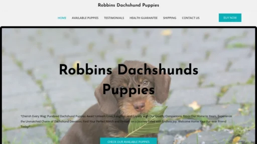 A screenshot of Robbinsdachshundpuppies.com