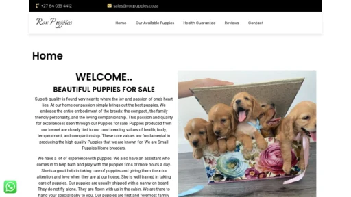 A screenshot of Roxpuppies.co.za