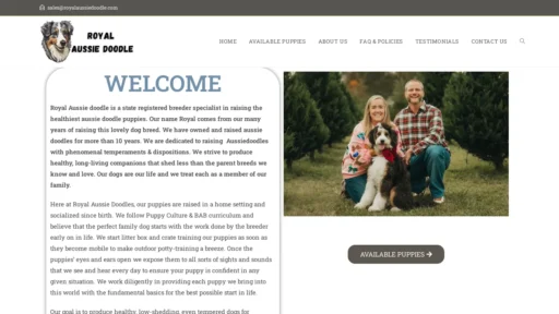A screenshot of Royalaussiedoodle.com
