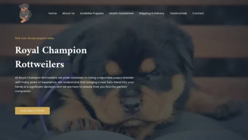 A screenshot of Royalchampionrottweilers.com
