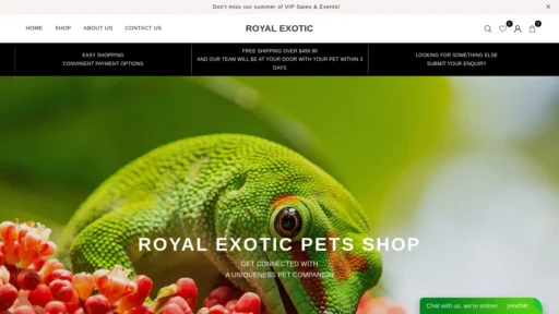 A screenshot of Royalexoticpetsshop.com