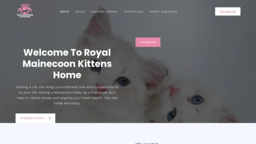 A screenshot of Royalmainecoonkittenshome.com