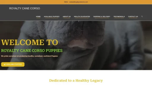 A screenshot of Royaltycanecorso.com